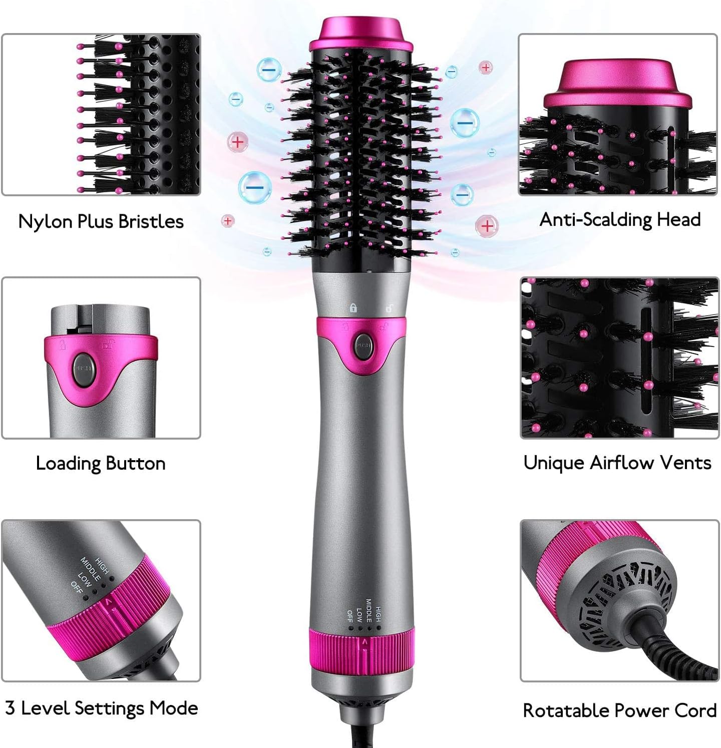 6in1 Detachable Hair Dryer Brush, Volumizer and Styler