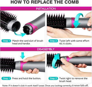 6in1 Detachable Hair Dryer Brush, Volumizer and Styler
