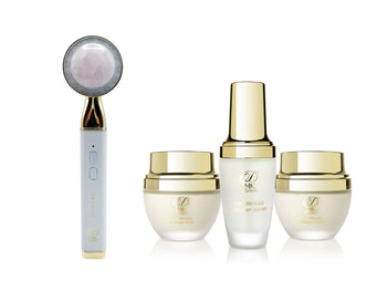D24K Ultimate Collagen Skincare Renewal Set and the Rose Quartz Face Wand